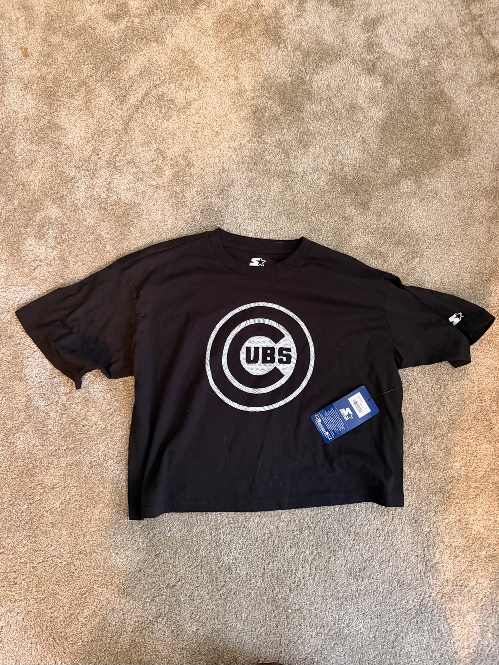 Starter Chicago Cubs Cropped Graphic T-Shirt | Black | Small | NWT Oversized